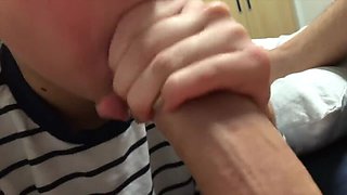 little sister edges me till I cum in her mouth. She swallows it all :)
