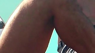 Flashing My Cock in Front of Everyone in Public Beach and My Stepdaughter Helps Me Cumshot - Real Sex Risky