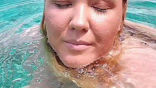 Swimming in the blue waters of Greece butt naked...