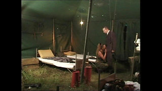 Brunette Horny Military Slut Suck a Big Hard Cock of Her Boss