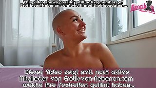 German curvy beginner amateur young home nail at window with cum swallow