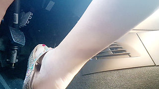 Heavy Traffic Pedal Pumping in Boho Slides: Low-cut Ethnic Dress POV