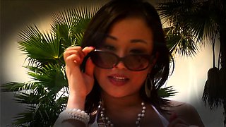 Yummy blindfolded lesbian babe getting toyed