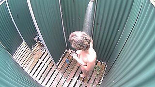 Czech Blonde Milf Cought in Public Shower