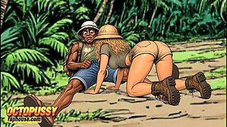 Extreme Blowjob and Fucking in the Jungle, White Wife and BBC