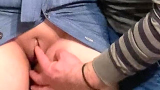 Dirty Hobby! Old Man Fingering Perfect Pussy in Public