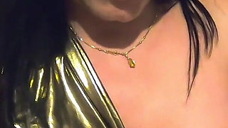 Bathroom Toilet Fetish. Lace Robe Dirty Talk and Shiny Dress Pee Close up