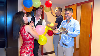 Tattooed Argentina Asks for 3 Guys for a Party and a Gang Bang with Double Penetrations - Mica