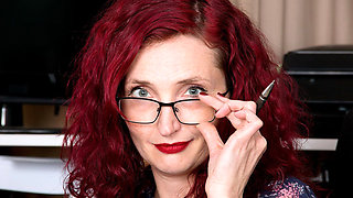 Mature Redhead Zinnia Blue Feels Like Getting Naked and Spreading Her Legs at the Office