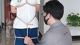 The Innocent Girlfriend Is Bound with Ropes in Her School Uniform