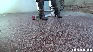 Anouk Tied to Ladder Tit-grabbed Nipple-clamped