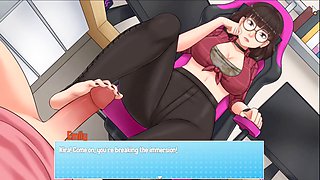 My step sister gives me a footjob while doing chores in the mansion