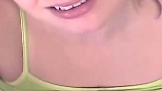 Young Blonde Babe Sucks and Rides Her Dildo