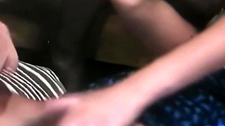 Busty brunette amateur gives sexy blowjob in bedroom