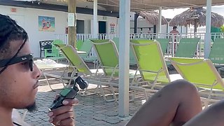 Amateur fuck in front of a crowd with my booty ebony gf