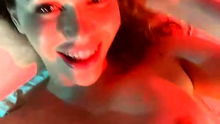 Horny busty blonde babe with big boobs