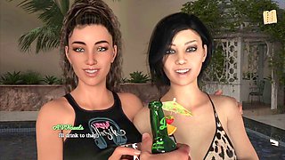 Adult visual novel adventure featuring a hot brunette with a big ass in her first erotic experience