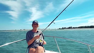 Blonde Hentai Raceplayer MILF Lilly Gaddis Fishes in Bikini on Boat