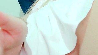 Hot amateur blonde pregnant toying her pussy solo