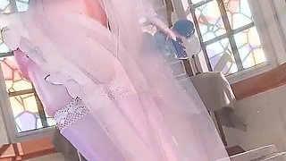 Featured Aponia - Nun with Phone Number Striptease, White Stockings, Plump Big Butt, Nipple Piercings, Jiggling Big Tits