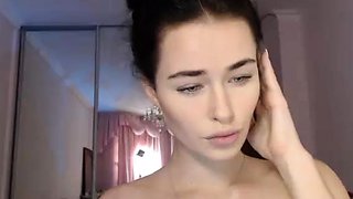 Beautiful teen brunette Jessica Sinn masturbates