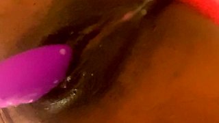 Dildo and pussy close up masturbation