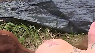 Hot and pretty brunette does boobjob and fucks outdoor